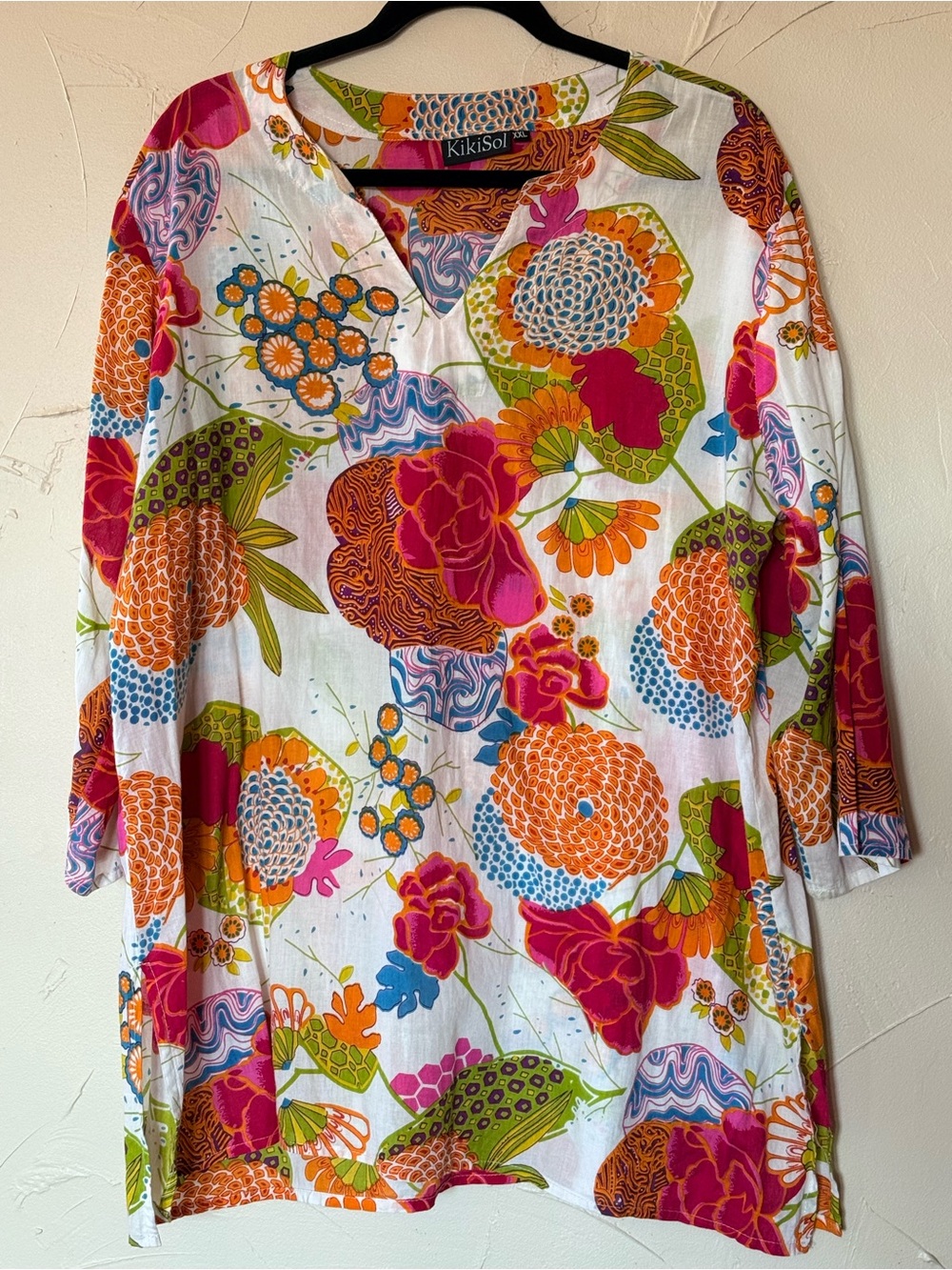 KikiSol Women’s Floral Tunic Swim cover up vacay cruise beach XXL - Picture 2 of 6